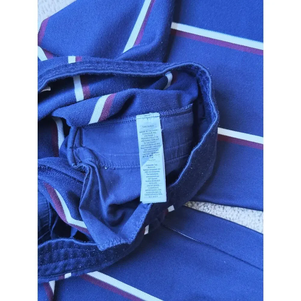 Tory Burch Sport Retro Luxury Wide Leg Trousers Pants S Navy Blue Stripe Y2K - Picture 7 of 11